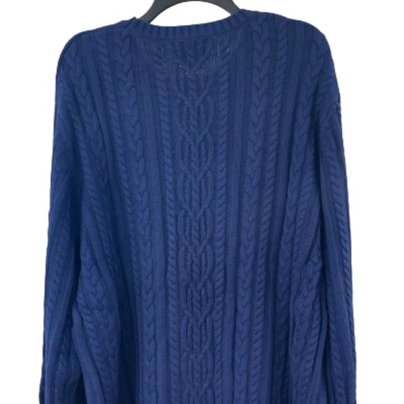 Men's Adult Fisher Cable Knit Sweater Blue Ribbon - Picture 3 of 4